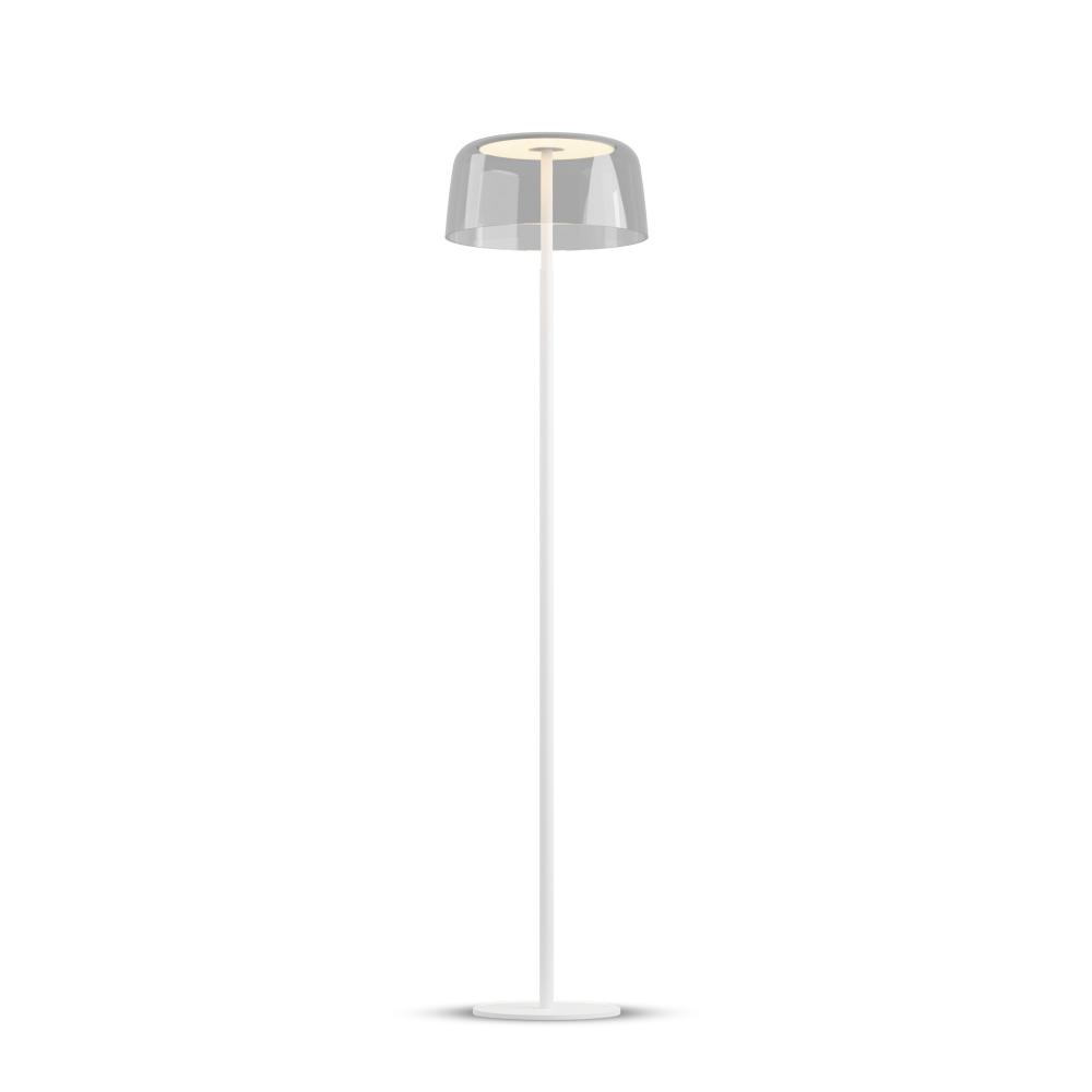 Yurei Floor Lamp (Matte White) with 14" Acrylic Shade, Clear